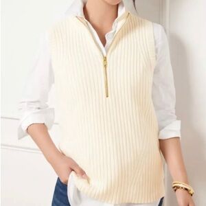 Talbots Vest Womens S Ivory Cream Half Zip Ivory Sweater